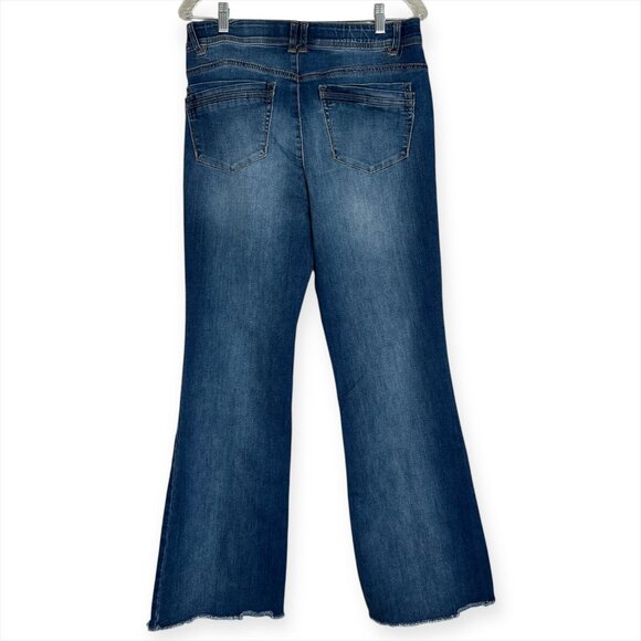 Democracy Jeans Ab Technology Flare Tummy Control Medium Wash Raw Hem Sz 10 - Picture 2 of 9